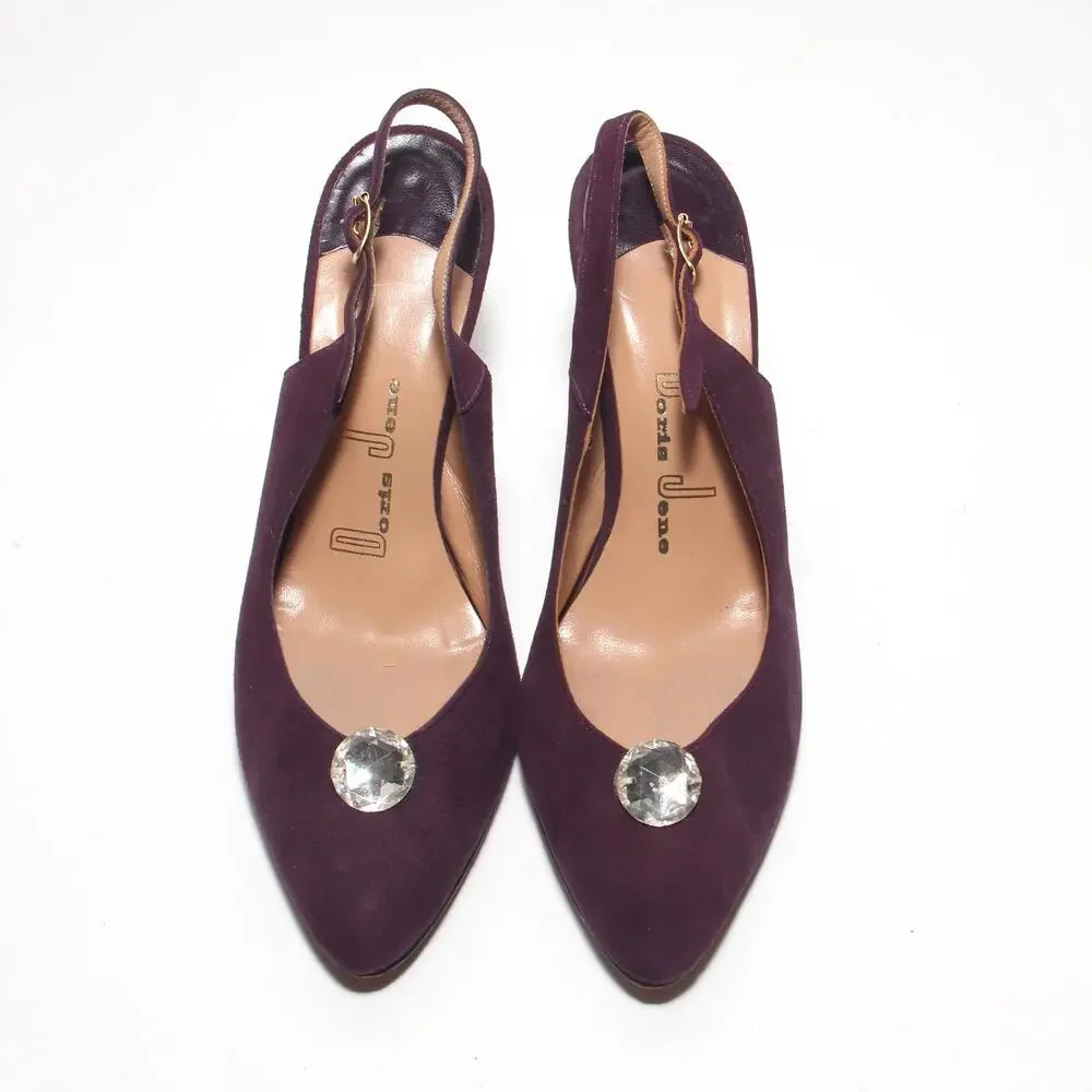 Vintage Doris Jene Purple Suede Slingback Pumps Heels Size 6.5M - Picture 7 of 8